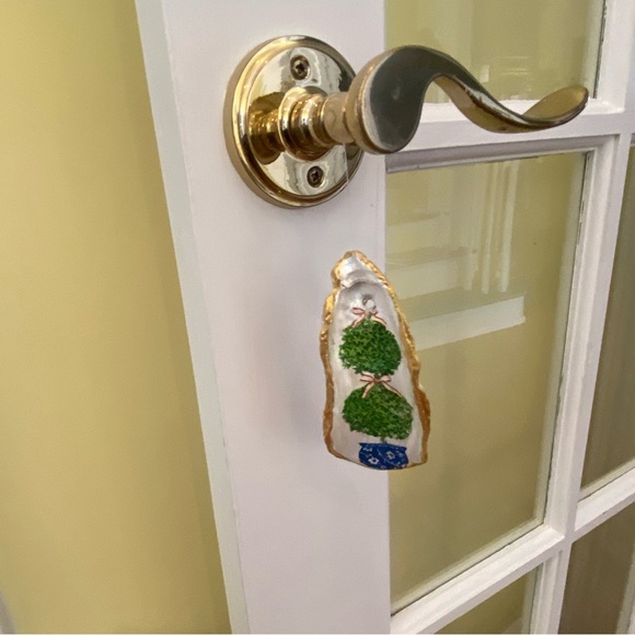 NEW DECOUPAGE CHINOISERIE TOPIARY OYSTER SHELL KEY, RING DISH or HANGING  DECOR - Picture 13 of 16